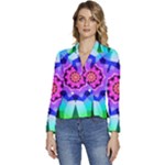 Ornament Kaleidoscope Women s Long Sleeve Revers Collar Cropped Jacket