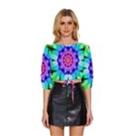 Ornament Kaleidoscope Mid Sleeve Drawstring Hem Top