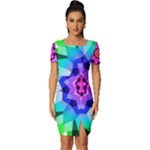Ornament Kaleidoscope Fitted Knot Split End Bodycon Dress