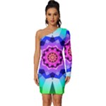Ornament Kaleidoscope Long Sleeve One Shoulder Mini Dress