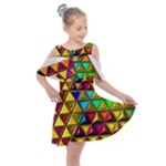 Cube Diced Tile Background Image Kids  Shoulder Cutout Chiffon Dress