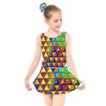 Cube Diced Tile Background Image Kids  Skater Dress Swimsuit