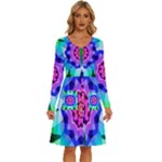 Ornament Kaleidoscope Long Sleeve Dress With Pocket