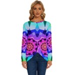 Ornament Kaleidoscope Long Sleeve Crew Neck Pullover Top