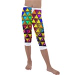 Cube Diced Tile Background Image Kids  Lightweight Velour Capri Leggings 
