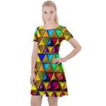 Cube Diced Tile Background Image Cap Sleeve Velour Dress 