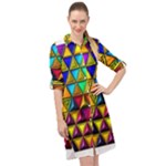 Cube Diced Tile Background Image Long Sleeve Mini Shirt Dress