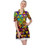 Cube Diced Tile Background Image Belted Shirt Dress