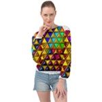 Cube Diced Tile Background Image Banded Bottom Chiffon Top