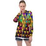 Cube Diced Tile Background Image Long Sleeve Satin Shirt