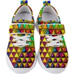 Cube Diced Tile Background Image Kids  Velcro Strap Shoes