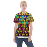 Cube Diced Tile Background Image Women s Short Sleeve Pocket Shirt