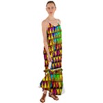 Cube Diced Tile Background Image Cami Maxi Ruffle Chiffon Dress