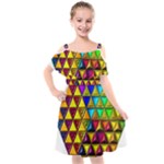 Cube Diced Tile Background Image Kids  Cut Out Shoulders Chiffon Dress