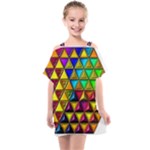 Cube Diced Tile Background Image Kids  One Piece Chiffon Dress