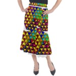 Cube Diced Tile Background Image Midi Mermaid Skirt
