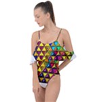 Cube Diced Tile Background Image Drape Piece Swimsuit