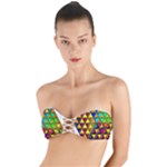 Cube Diced Tile Background Image Twist Bandeau Bikini Top