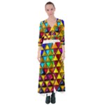 Cube Diced Tile Background Image Button Up Maxi Dress