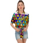 Cube Diced Tile Background Image Tie Front Shirt 
