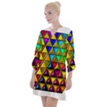 Cube Diced Tile Background Image Open Neck Shift Dress