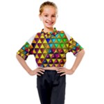 Cube Diced Tile Background Image Kids Mock Neck T-Shirt