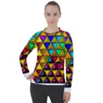 Cube Diced Tile Background Image Women s Pique Long Sleeve T-Shirt