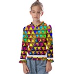 Cube Diced Tile Background Image Kids  Frill Detail T-Shirt