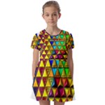 Cube Diced Tile Background Image Kids  Short Sleeve Pinafore Style Dress