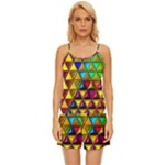 Cube Diced Tile Background Image Satin Pajama Short Set