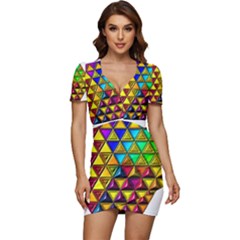 Low Cut Cap Sleeve Mini Dress 