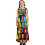 Cube Diced Tile Background Image Kids  Satin Sleeveless Maxi Dress