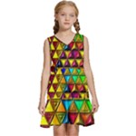 Cube Diced Tile Background Image Kids  Sleeveless Tiered Mini Dress