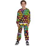 Cube Diced Tile Background Image Kids  Sweatshirt set