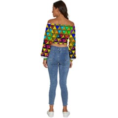 Long Sleeve Crinkled Weave Crop Top 