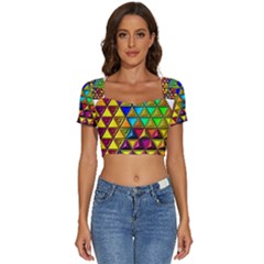 Short Sleeve Square Neckline Crop Top  