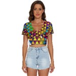 Cube Diced Tile Background Image V-Neck Crop Top