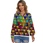 Cube Diced Tile Background Image Women s Long Sleeve Button Up Shirt