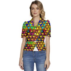 Puffed Short Sleeve Button Up Jacket 