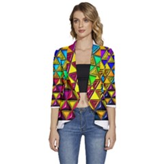 Women s 3/4 Sleeve Ruffle Edge Open Front Jacket 