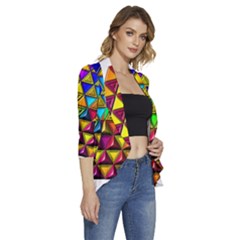 Women s 3/4 Sleeve Ruffle Edge Open Front Jacket 