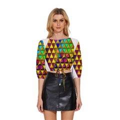 Mid Sleeve Drawstring Hem Top 