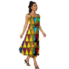 Square Neckline Tiered Midi Dress 