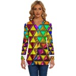 Cube Diced Tile Background Image Long Sleeve Drawstring Hooded Top