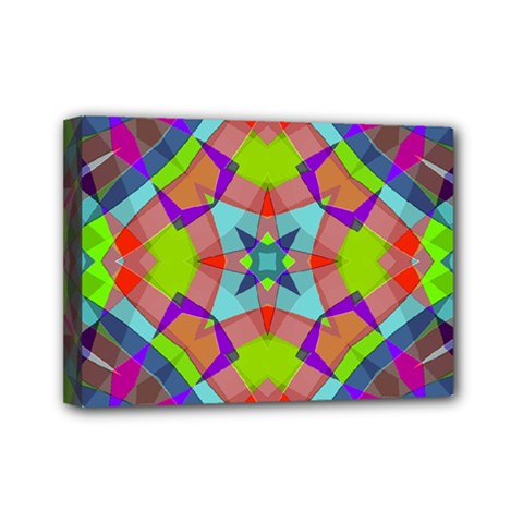 Farbenpracht Kaleidoscope Pattern Mini Canvas 7  x 5  (Stretched) from ArtsNow.com