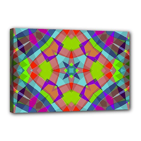 Farbenpracht Kaleidoscope Pattern Canvas 18  x 12  (Stretched) from ArtsNow.com