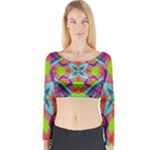 Farbenpracht Kaleidoscope Pattern Long Sleeve Crop Top