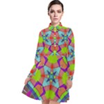 Farbenpracht Kaleidoscope Pattern Long Sleeve Chiffon Shirt Dress