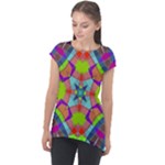 Farbenpracht Kaleidoscope Pattern Cap Sleeve High Low Top