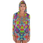 Farbenpracht Kaleidoscope Pattern Long Sleeve Hooded T-shirt